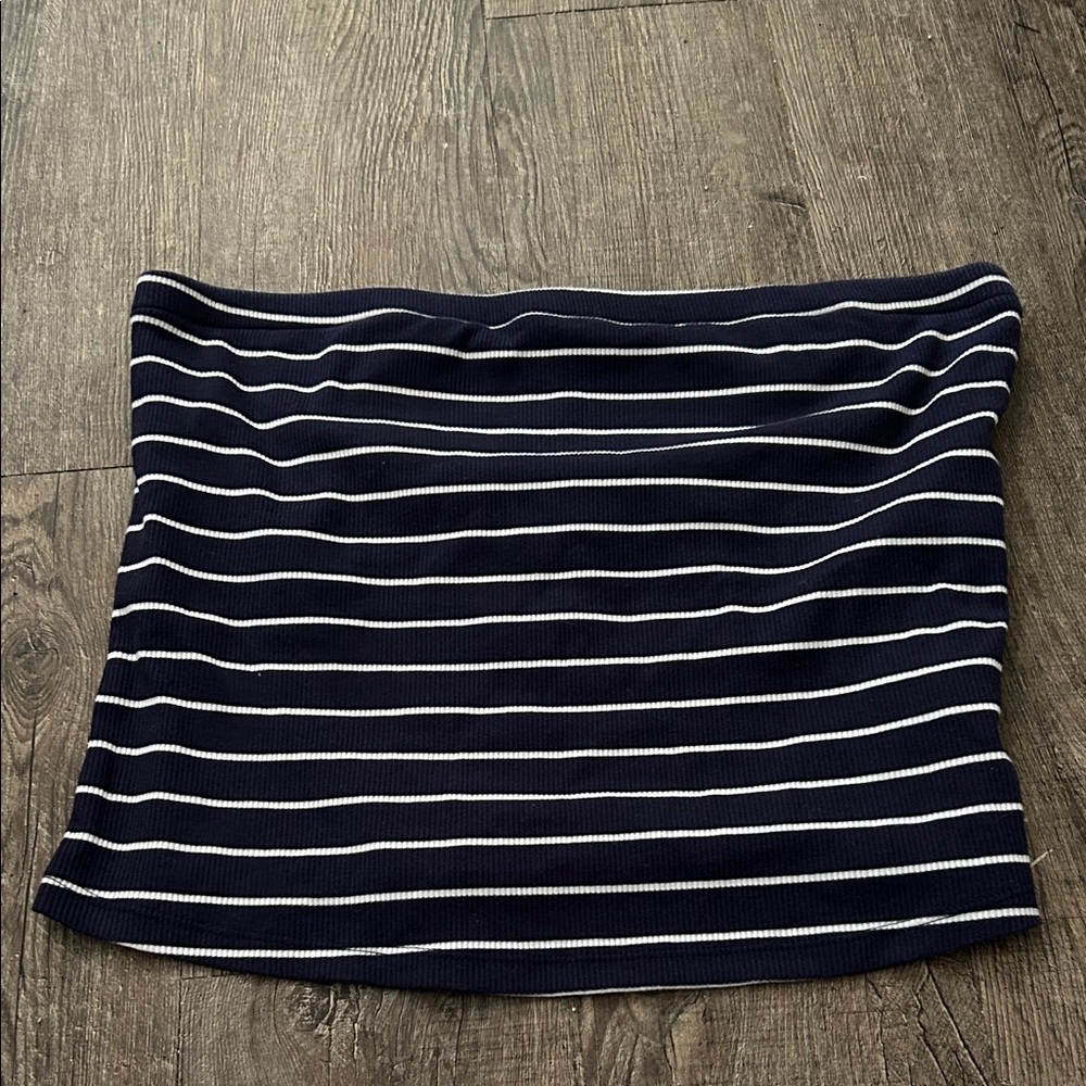 a new day Navy and White Striped Crop Top